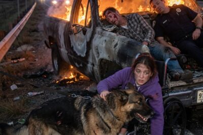 Her father and the police officer were left to die in the burning truck — a disabled girl and her German Shepherd dog saved her life.