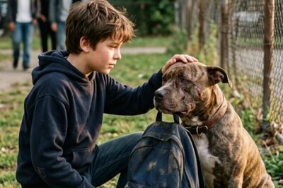 Bullies Threw My Son’s Bag to a Scarred Pitbull, Sparking an Unexpected and Beautiful Friendship