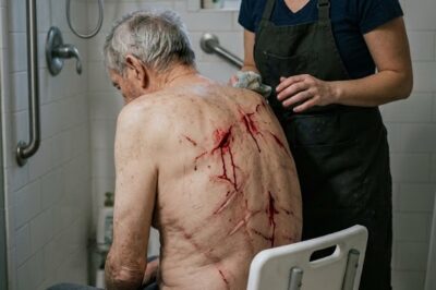 I was helping my father-in-law, who was paralyzed after a stroke, to bathe. But as soon as I took off his shirt, I froze. The words my husband told me before leaving on a trip echoed in my head with brutal force, and I finally understood why he always got tense every time I entered his father’s room.