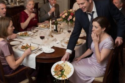 AT A DINNER PARTY, HUSBAND POURED HIS WIFE’S FOOD ON THE FLOOR & SAID “DOGS EAT DOWN THERE”…